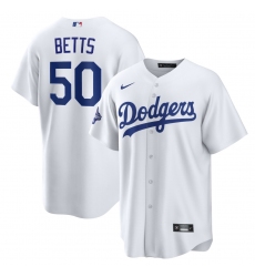 Men's Los Angeles Dodgers #50 Mookie Betts White 2025 World Series Champions Home Cool Base Stitched Baseball Jersey
