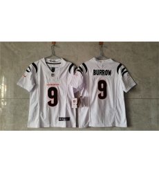 Women's Cincinnati Bengals #9 Joe Burrow White F.U.S.E. Vapor Football Stitched Jersey(Run Small)
