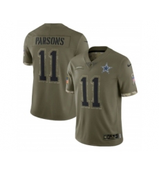 Men's Dallas Cowboys #11 Micah Parsons 2022 Olive Salute To Service Limited Stitched Jersey