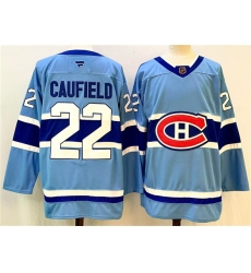 Men's Montreal Canadiens #22 Cole Caufield Blue 2024-25 Reverse Retro Stitched Jersey