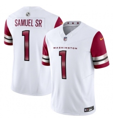 Men's Washington Commanders #1 Deebo Samuel Sr White 2025 F.U.S.E. Vapor Limited Football Stitched Jersey Men's Washington Commanders #1 Deebo Samuel Sr White 2025 F.U.S.E. Vapor Limited Football Stitched Jersey