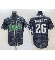 Men's Philadelphia Eagles #26 Saquon Barkley White Gold Cool Base Baseball Stitched Jersey