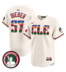 Men's Cleveland Guardians #57 Shane Bieber Cream Mexico Vapor Premier Limited Stitched Baseball Jersey