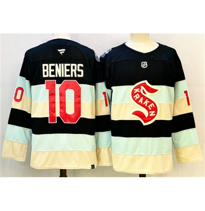 Men's Seattle Kraken #10 Matty Beniers Deep Sea Blue Winter Classic Stitched Hockey Jersey