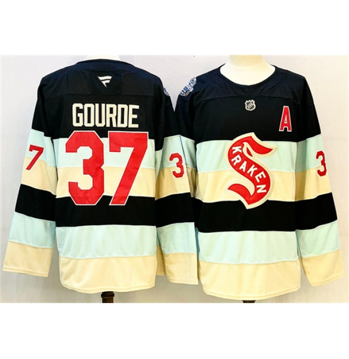 Men's Seattle Kraken #37 Yanni Gourde Deep Sea Blue Winter Classic With A Stitched Hockey Jersey