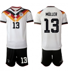 Men's Germany #13 Thomas Müller White 2025-26 Home Soccer Jersey Suit