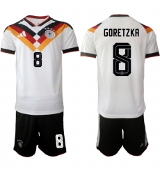 Men's Germany #8 Leon Goretzka White 2025-26 Home Soccer Jersey Suit