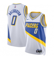 Men's Indiana Pacers #0 Tyrese Haliburton White 2025-26 City Edition Stitched Basketball Jersey