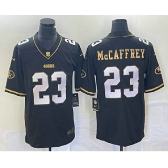 Men's Nike San Francisco 49ers #23 Christian McCaffrey Black Gold Vapor Untouchable Limited Stitched Jersey Men's Nike San Francisco 49ers #23 Christian McCaffrey Black Gold Vapor Untouchable Limited Stitched Jersey