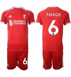 Men's Liverpool #6 Thiago 2025 Red Home Soccer Jersey Suit