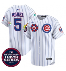 Men's Chicago Cubs #5 Christopher Morel White 2025 Tokyo Series Limited Stitched Baseball Jersey