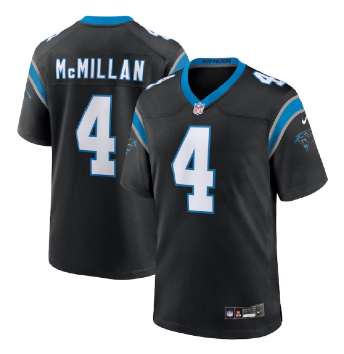 Men's Carolina Panthers #4 Tetairoa McMillan Nike Black 2025 NFL Draft First Round Pick Game Jersey