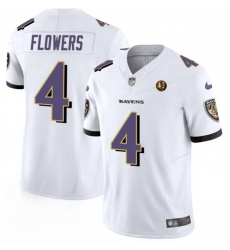 Men's Baltimore Ravens #4 Zay Flowers White 2023 F.U.S.E. John Madden Vapor Limited Football Stitched Jersey Men's Baltimore Ravens #4 Zay Flowers White 2023 F.U.S.E. John Madden Vapor Limited Football Stitched Jersey