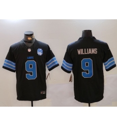 Men's Detroit Lions #9 Jameson Williams Black 2024 F.U.S.E. 2nd Alternate With 90th Anniversary Vapor Limited Stitched Jersey Men's Detroit Lions #9 Jameson Williams Black 2024 F.U.S.E. 2nd Alternate With 90th Anniversary Vapor Limited Stitched Jersey