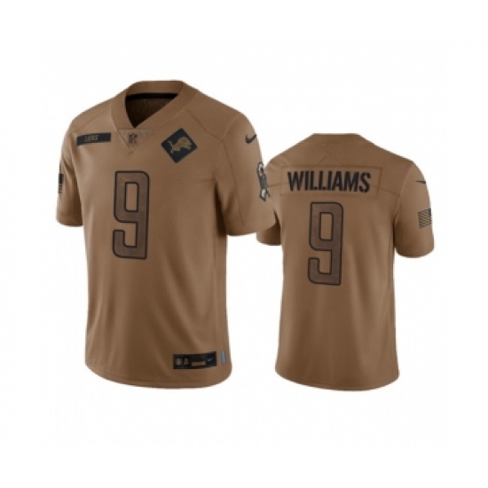 Men's Nike Detroit Lions #9 Jameson Williams 2023 Brown Salute To Service Limited Football Stitched Jersey Men's Nike Detroit Lions #9 Jameson Williams 2023 Brown Salute To Service Limited Football Stitched Jersey