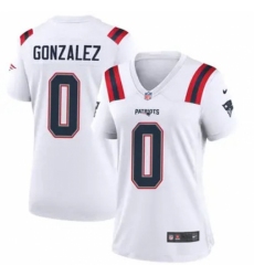 Women New England Patriots #0 Christian Gonzalez White Stitched Vapor Limited Jersey Women New England Patriots #0 Christian Gonzalez White Stitched Vapor Limited Jersey