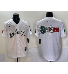 Mens Los Angeles Dodgers Team Big Logo White Mexico 2025 LA Gothic Style With Fernando Vapor Premier Limited Stitched Baseball Jersey