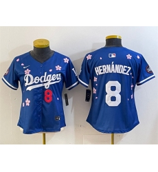Women's Los Angeles Dodgers #8 Enrique Hernández Royal 2025 Tokyo Series Limited Stitched Baseball Jersey(Run Small)