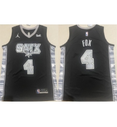 Men's San Antonio Spurs #4 De'Aaron Fox Black 2024-25 Statement Edition Stitched Basketball Jersey
