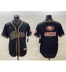 Men's San Francisco 49ers Black Team Big Logo With Cool Base Stitched Baseball Jerseys1