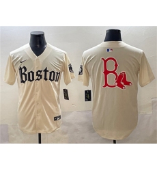 Men's Boston Red Sox Team Big Logo Cream Gothic Vapor Limited Stitched Baseball Jersey