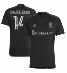 Mens Nashville SC Jacob Shaffelburg adidas Black 2024 Man In Black Kit Replica Player Jersey