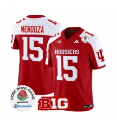 Men's Indiana Hoosiers #15 Fernando Mendoza 2025 F.U.S.E. Rose Bowl Red White Stitched Jersey