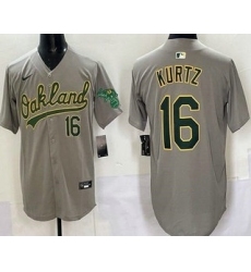 Men's Oakland Athletics #16 Nick Kurtz Gray Limited Jersey