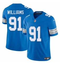 Men's Detroit Lions #91 Tyleik Williams Blue 2025 F.U.S.E. Vapor Limited Football Stitched Game Jersey