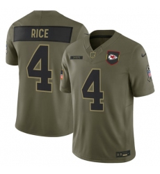Men's Kansas City Chiefs #4 Rashee Rice Olive 2025 Salute to Service Limited Football Stitched Jersey