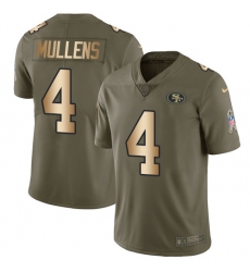 Men's Nike San Francisco 49ers #4 Nick Mullens Limited Olive Gold 2017 Salute to Service NFL Jersey