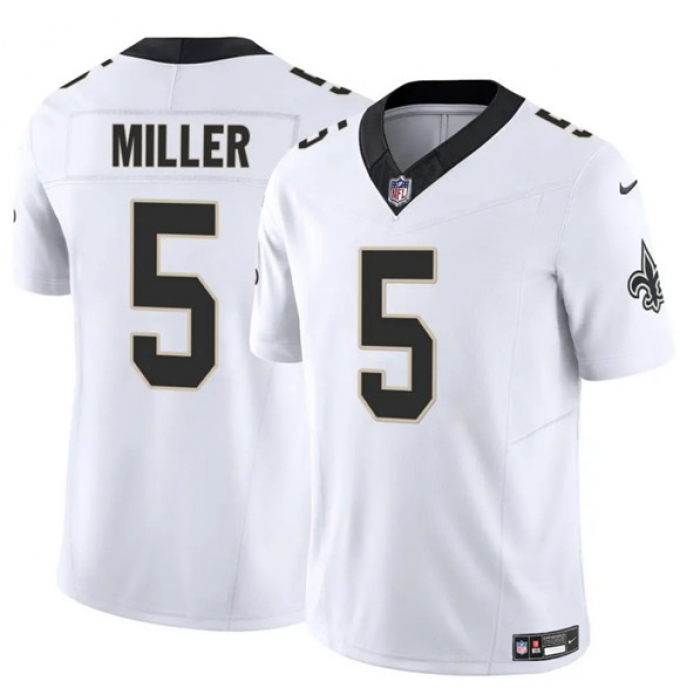 Men's New Orleans Saints #5 Kendre Miller White 2025 F.U.S.E Vapor Limited Football Stitched Jersey