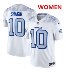 Women's Buffalo Bills #10 Khalil Shakir White 2025 F.U.S.E. “Rivalries” Vapor Untouchable Football Stitched Jersey(Run Small)