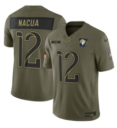 Men's Los Angeles Rams #12 Puka Nacua Olive 2025 Salute to Service Limited Football Stitched Jersey