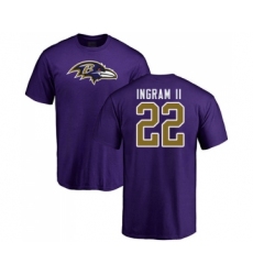 Football Baltimore Ravens #22 Mark Ingram II Purple Name & Number Logo T-Shirt