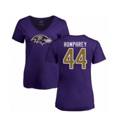 Football Women's Baltimore Ravens #44 Marlon Humphrey Purple Name & Number Logo T-Shirt
