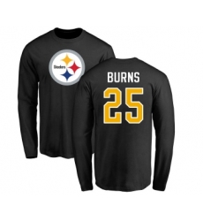 Football Pittsburgh Steelers #25 Artie Burns Black Name & Number Logo Long Sleeve T-Shirt
