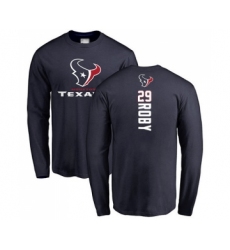 Football Houston Texans #29 Bradley Roby Navy Blue Backer Long Sleeve T-Shirt