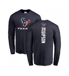 Football Houston Texans #39 Tashaun Gipson Navy Blue Backer Long Sleeve T-Shirt