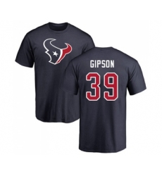 Football Houston Texans #39 Tashaun Gipson Navy Blue Name & Number Logo T-Shirt