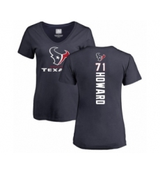 Football Women's Houston Texans #71 Tytus Howard Navy Blue Backer T-Shirt