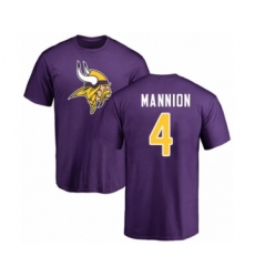 Football Minnesota Vikings #4 Sean Mannion Purple Name & Number Logo T-Shirt