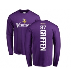 Football Minnesota Vikings #97 Everson Griffen Purple Backer Long Sleeve T-Shirt