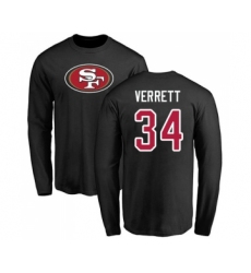 Football San Francisco 49ers #34 Jason Verrett Black Name & Number Logo Long Sleeve T-Shirt