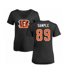 Football Women's Cincinnati Bengals #89 Drew Sample Black Name & Number Logo T-Shirt