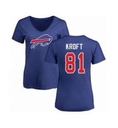 Football Women's Buffalo Bills #81 Tyler Kroft Royal Blue Name & Number Logo T-Shirt