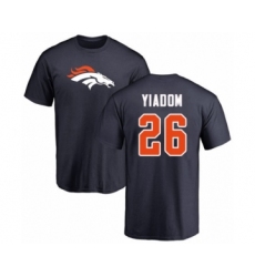 Football Denver Broncos #26 Isaac Yiadom Navy Blue Name & Number Logo T-Shirt