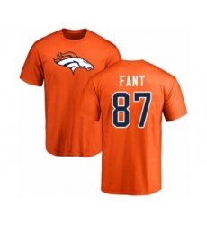 Football Denver Broncos #87 Noah Fant Orange Name & Number Logo T-Shirt