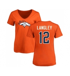 Football Women's Denver Broncos #12 Brendan Langley Orange Name & Number Logo T-Shirt