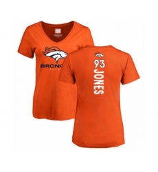 Football Women's Denver Broncos #93 Dre'Mont Jones Orange Backer T-Shirt